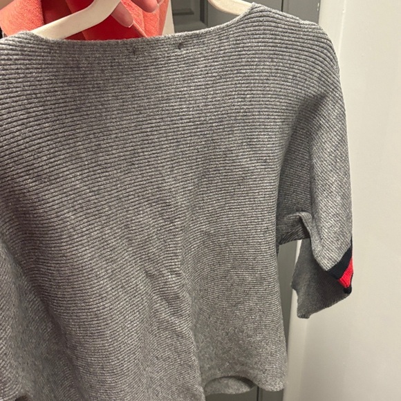 Grey Sweater with Red and Black Stripes rounded neckline NWOT - Picture 5 of 8
